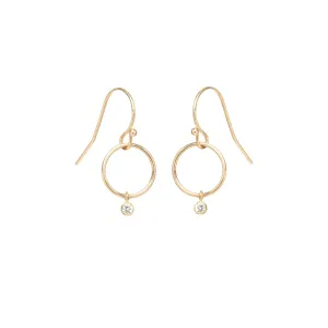 Tiny Drop Circle Earrings
