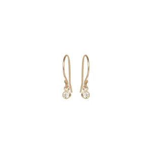 Tiny Round Diamond Drop Earrings