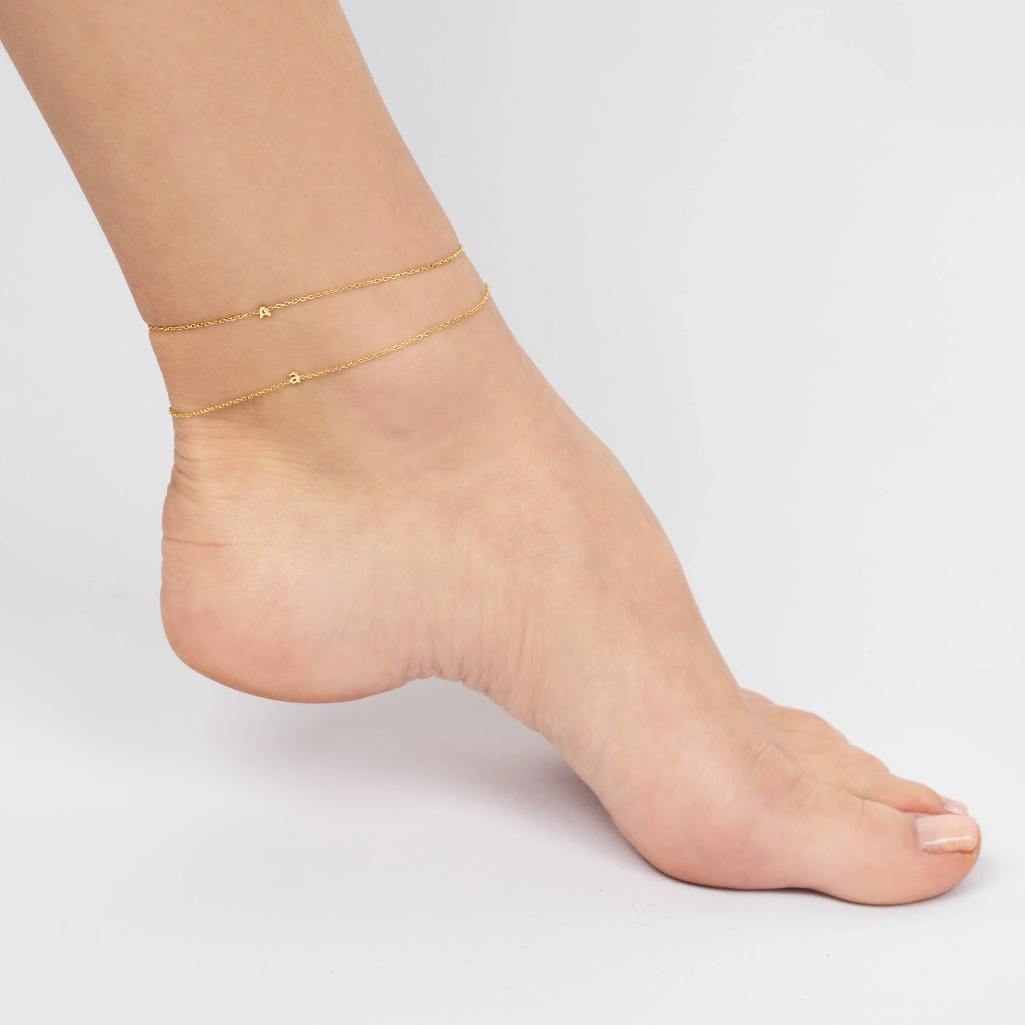 Tiny Solid Lowercase Initial Anklet