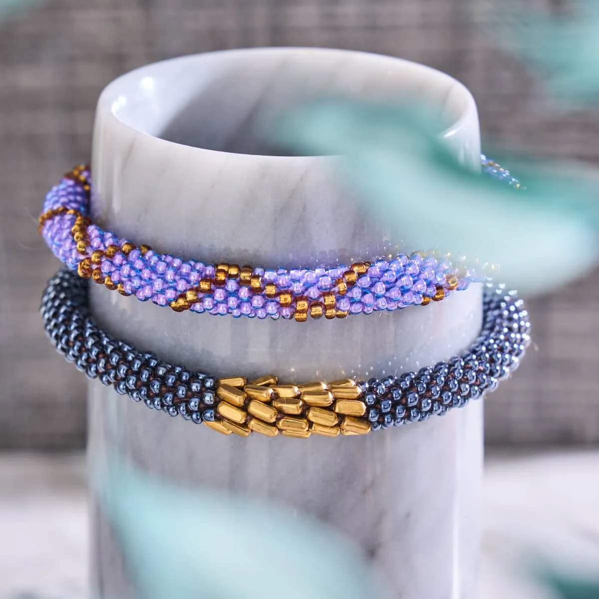 Titanium Goddess | Himalayan Glass Bead Bracelet