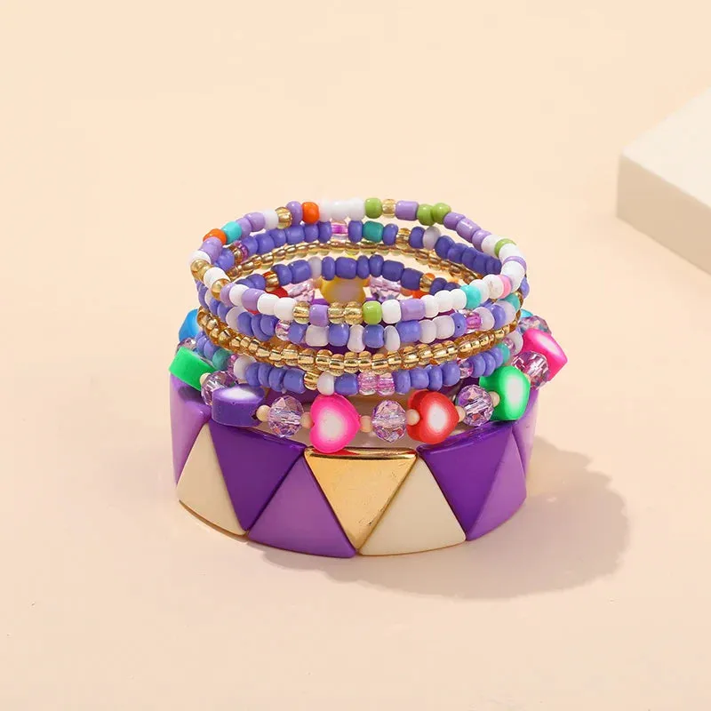 Trendy Acrylic Bohemian Bracelets Set for Women Multi-layer Seed Beads Chain Bracelet Bangles Charm Ladies Diy Fashion Jewellery