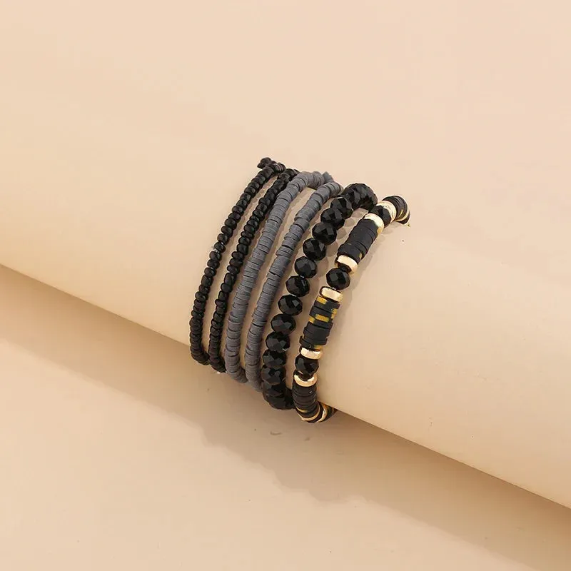 Trendy Acrylic Bohemian Bracelets Set for Women Multi-layer Seed Beads Chain Bracelet Bangles Charm Ladies Diy Fashion Jewellery