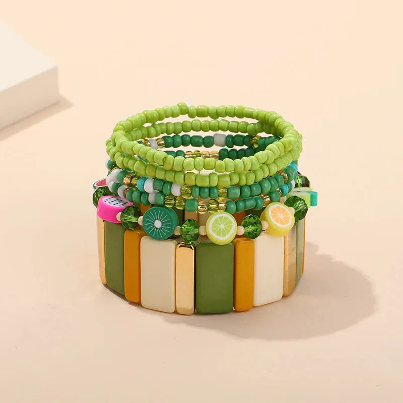 Trendy Acrylic Bohemian Bracelets Set for Women Multi-layer Seed Beads Chain Bracelet Bangles Charm Ladies Diy Fashion Jewellery
