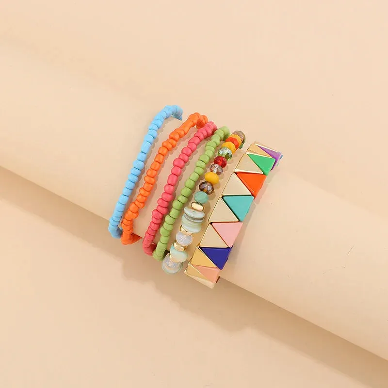 Trendy Acrylic Bohemian Bracelets Set for Women Multi-layer Seed Beads Chain Bracelet Bangles Charm Ladies Diy Fashion Jewellery