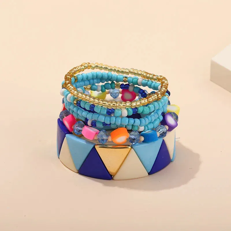 Trendy Acrylic Bohemian Bracelets Set for Women Multi-layer Seed Beads Chain Bracelet Bangles Charm Ladies Diy Fashion Jewellery