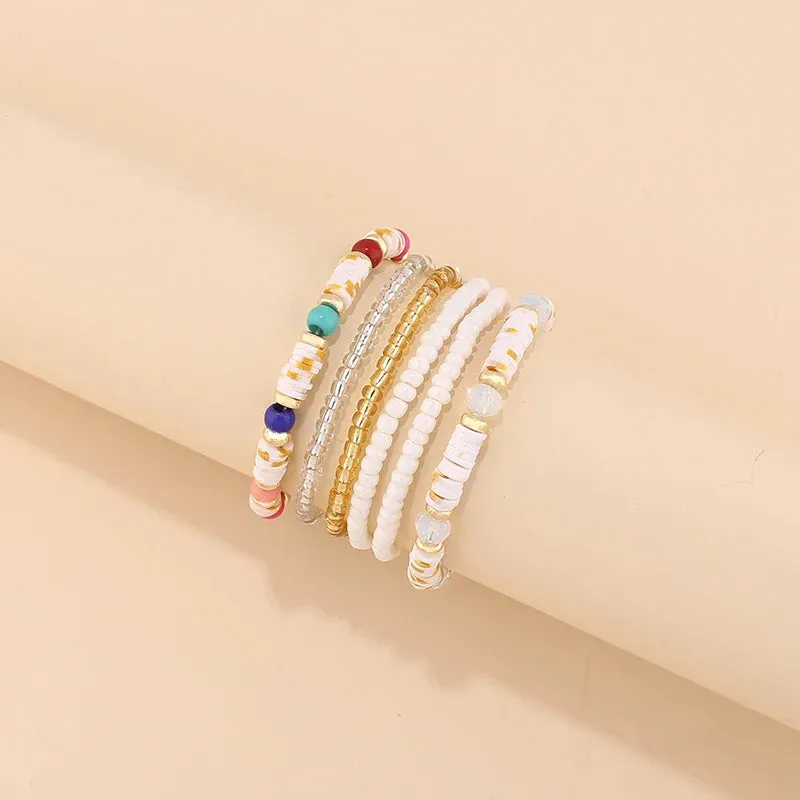 Trendy Acrylic Bohemian Bracelets Set for Women Multi-layer Seed Beads Chain Bracelet Bangles Charm Ladies Diy Fashion Jewellery