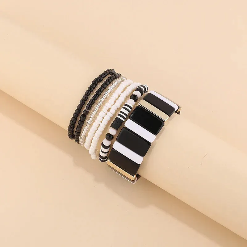 Trendy Acrylic Bohemian Bracelets Set for Women Multi-layer Seed Beads Chain Bracelet Bangles Charm Ladies Diy Fashion Jewellery