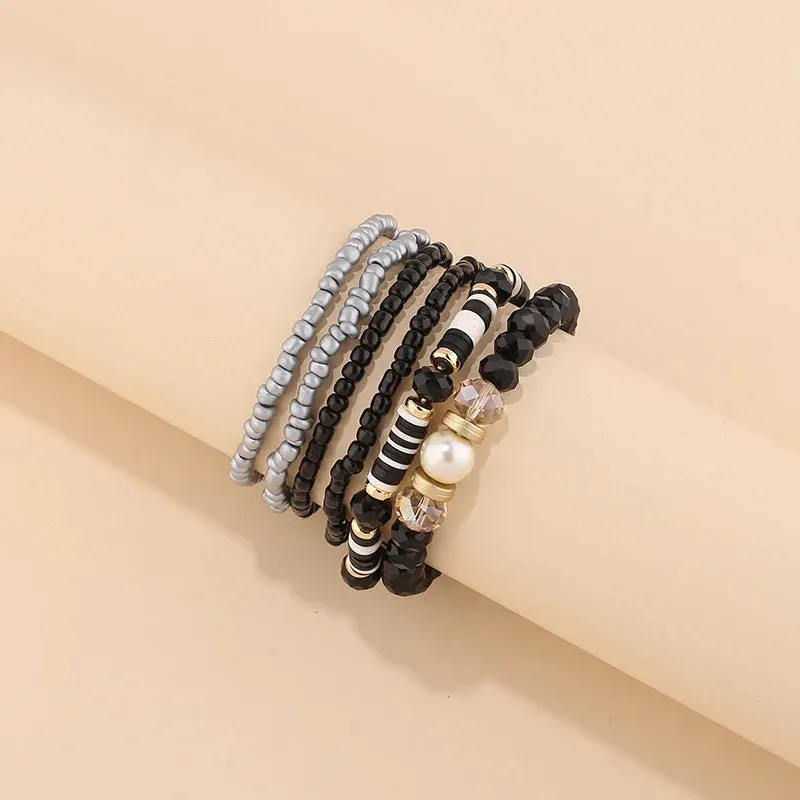 Trendy Acrylic Bohemian Bracelets Set for Women Multi-layer Seed Beads Chain Bracelet Bangles Charm Ladies Diy Fashion Jewellery
