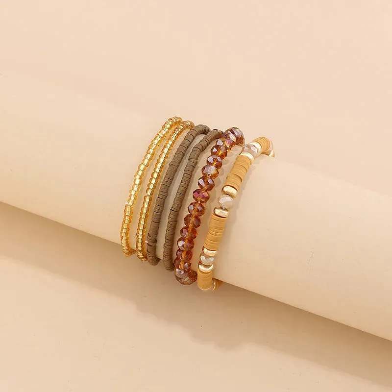 Trendy Acrylic Bohemian Bracelets Set for Women Multi-layer Seed Beads Chain Bracelet Bangles Charm Ladies Diy Fashion Jewellery