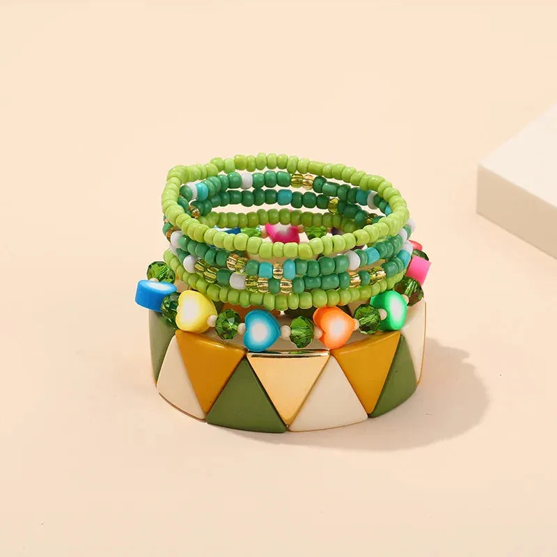 Trendy Acrylic Bohemian Bracelets Set for Women Multi-layer Seed Beads Chain Bracelet Bangles Charm Ladies Diy Fashion Jewellery