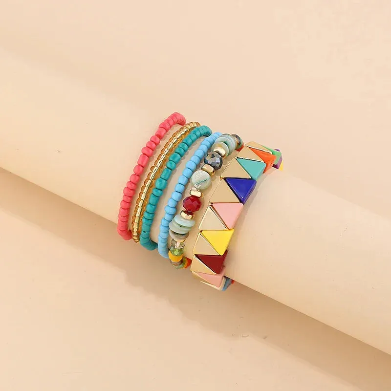 Trendy Acrylic Bohemian Bracelets Set for Women Multi-layer Seed Beads Chain Bracelet Bangles Charm Ladies Diy Fashion Jewellery