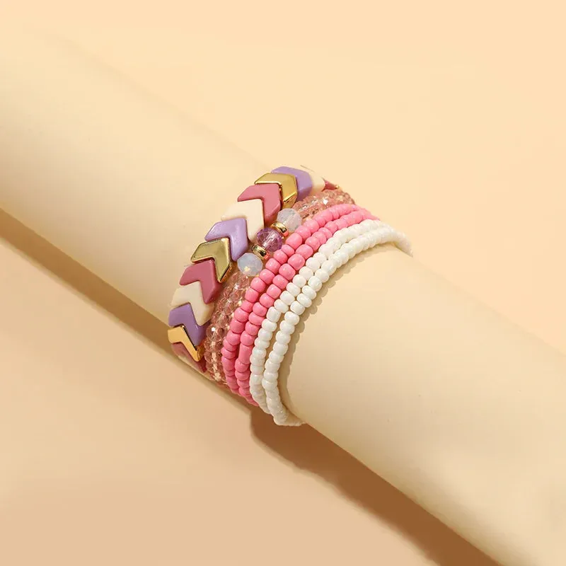 Trendy Acrylic Bohemian Bracelets Set for Women Multi-layer Seed Beads Chain Bracelet Bangles Charm Ladies Diy Fashion Jewellery