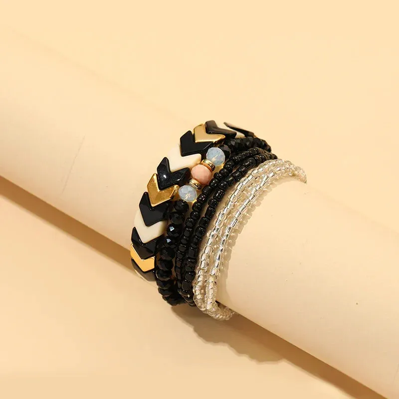 Trendy Acrylic Bohemian Bracelets Set for Women Multi-layer Seed Beads Chain Bracelet Bangles Charm Ladies Diy Fashion Jewellery