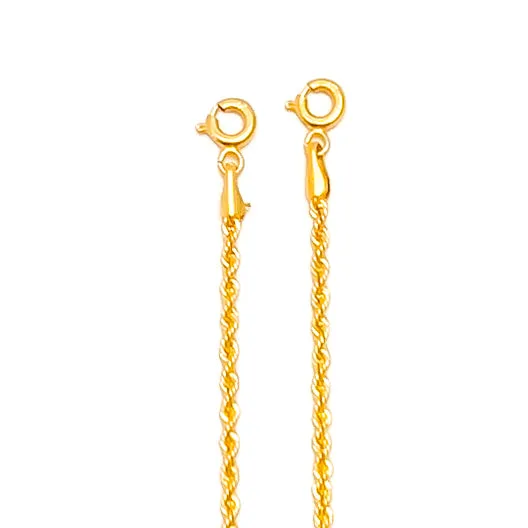 Trendy Lightweight 22K Gold Rope Anklet Pair