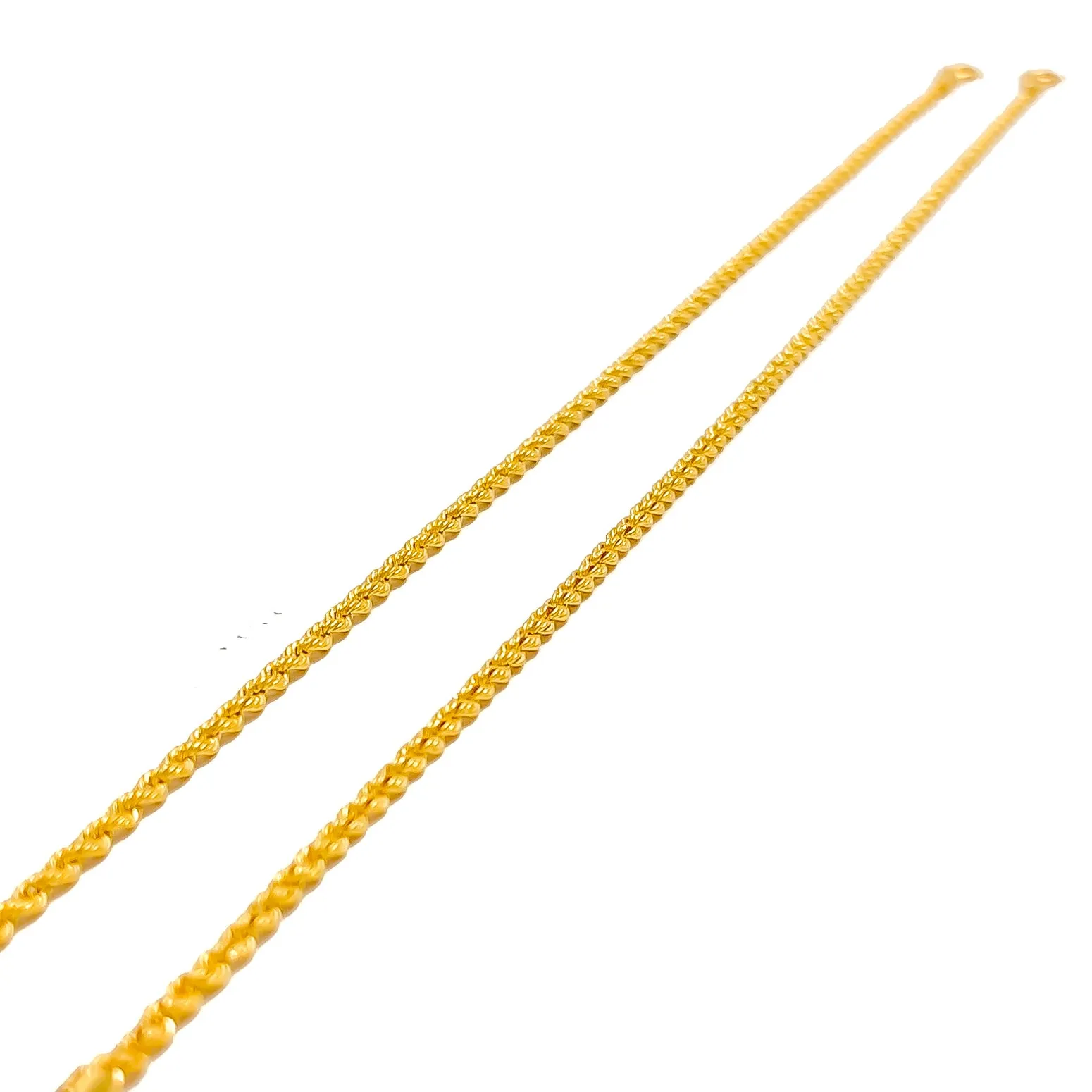Trendy Lightweight 22K Gold Rope Anklet Pair