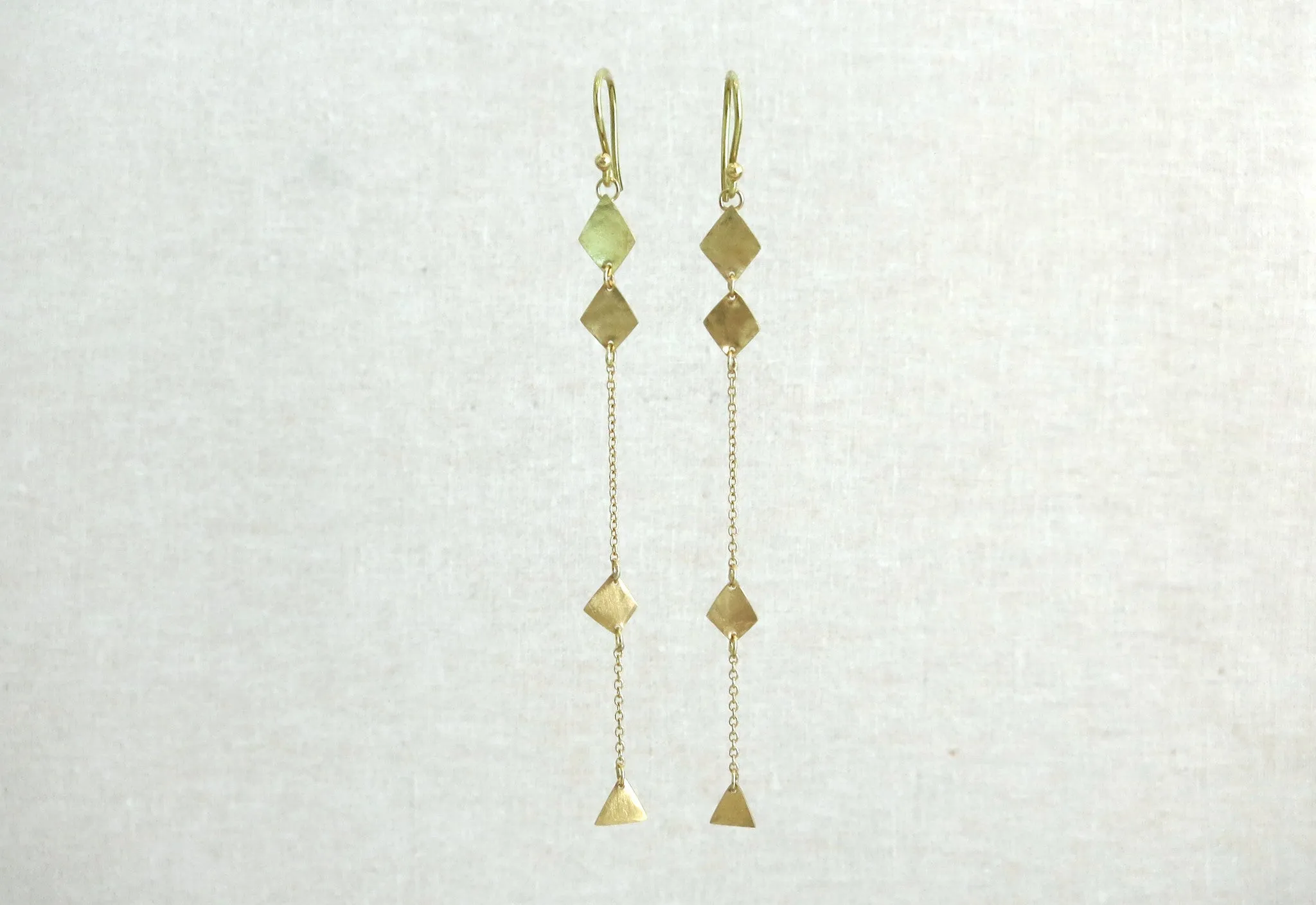 Triple Diamond & Pyramid Shape Strand Earrings