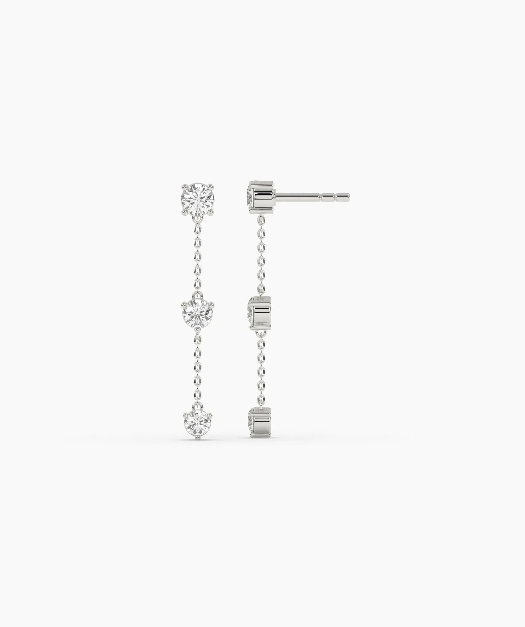 Triple Diamond Chain Drop Earrings