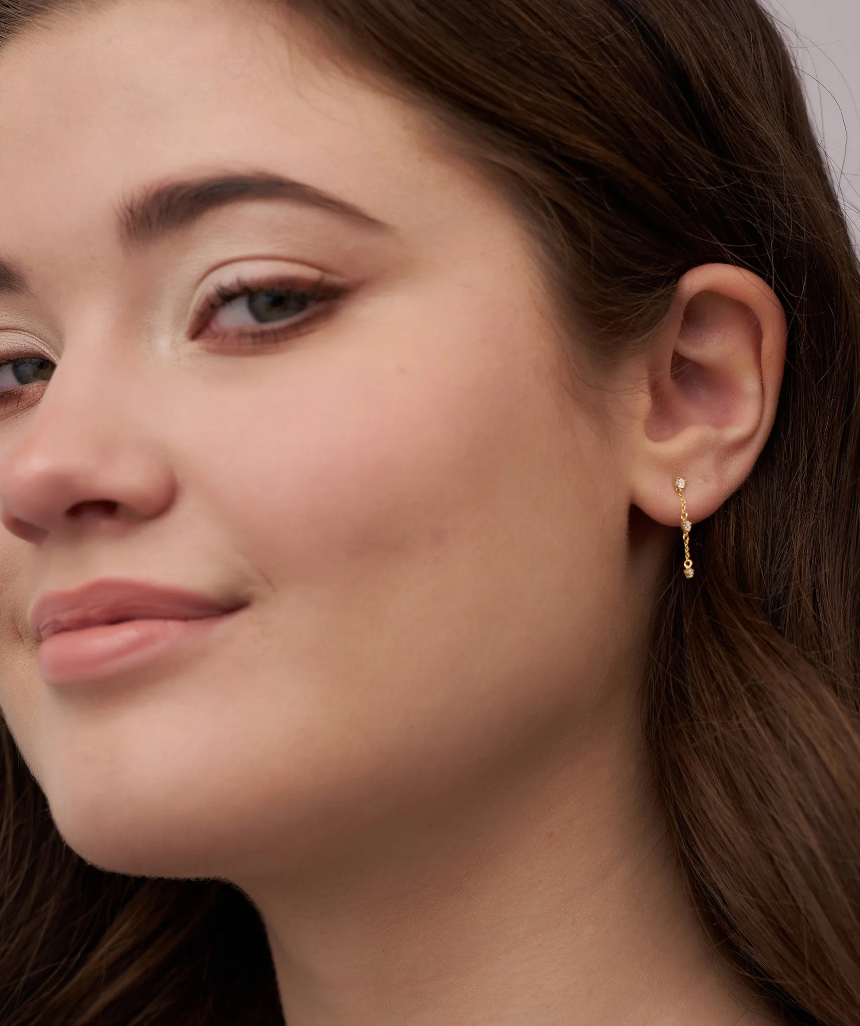 Triple Diamond Chain Drop Earrings