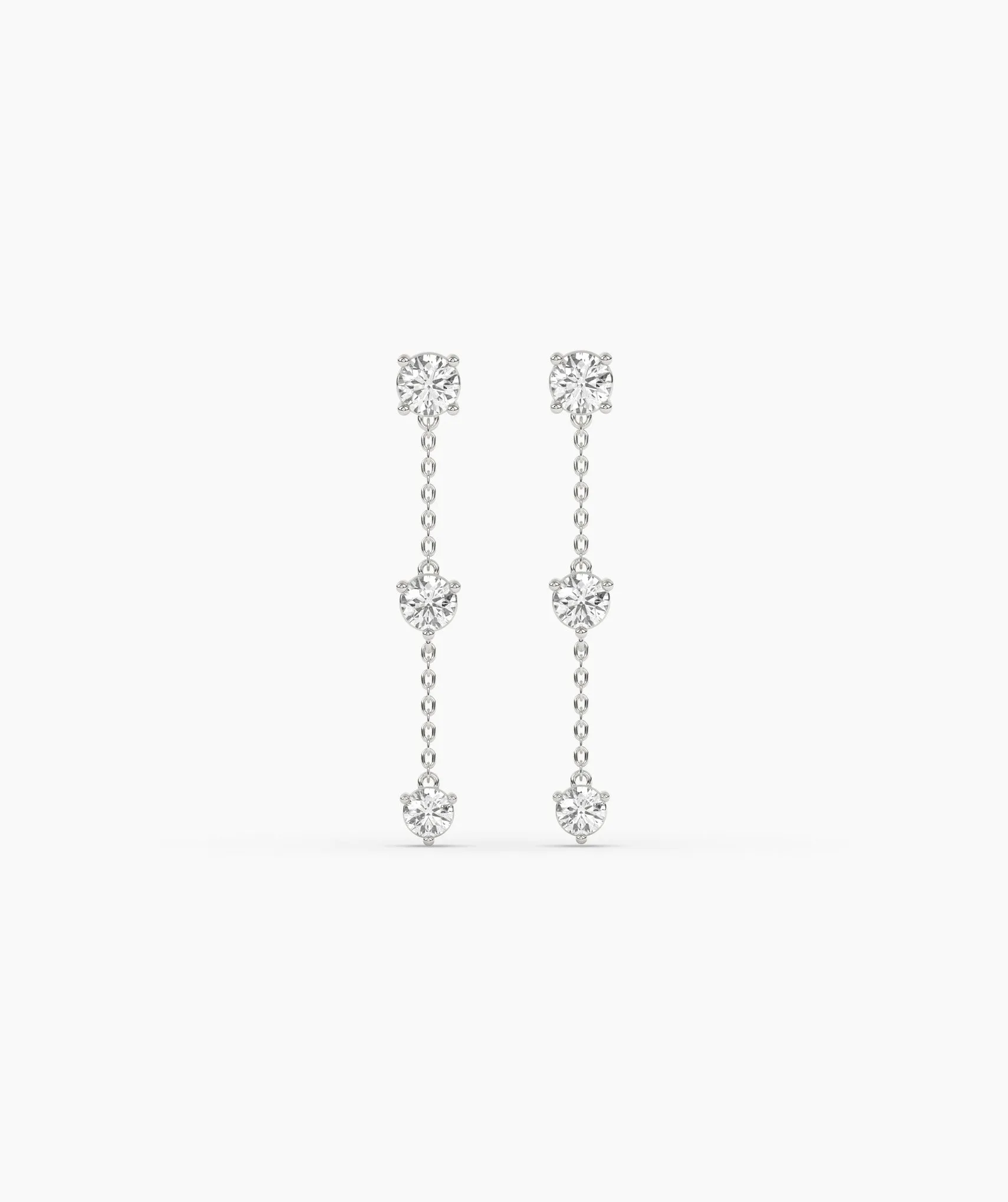 Triple Diamond Chain Drop Earrings