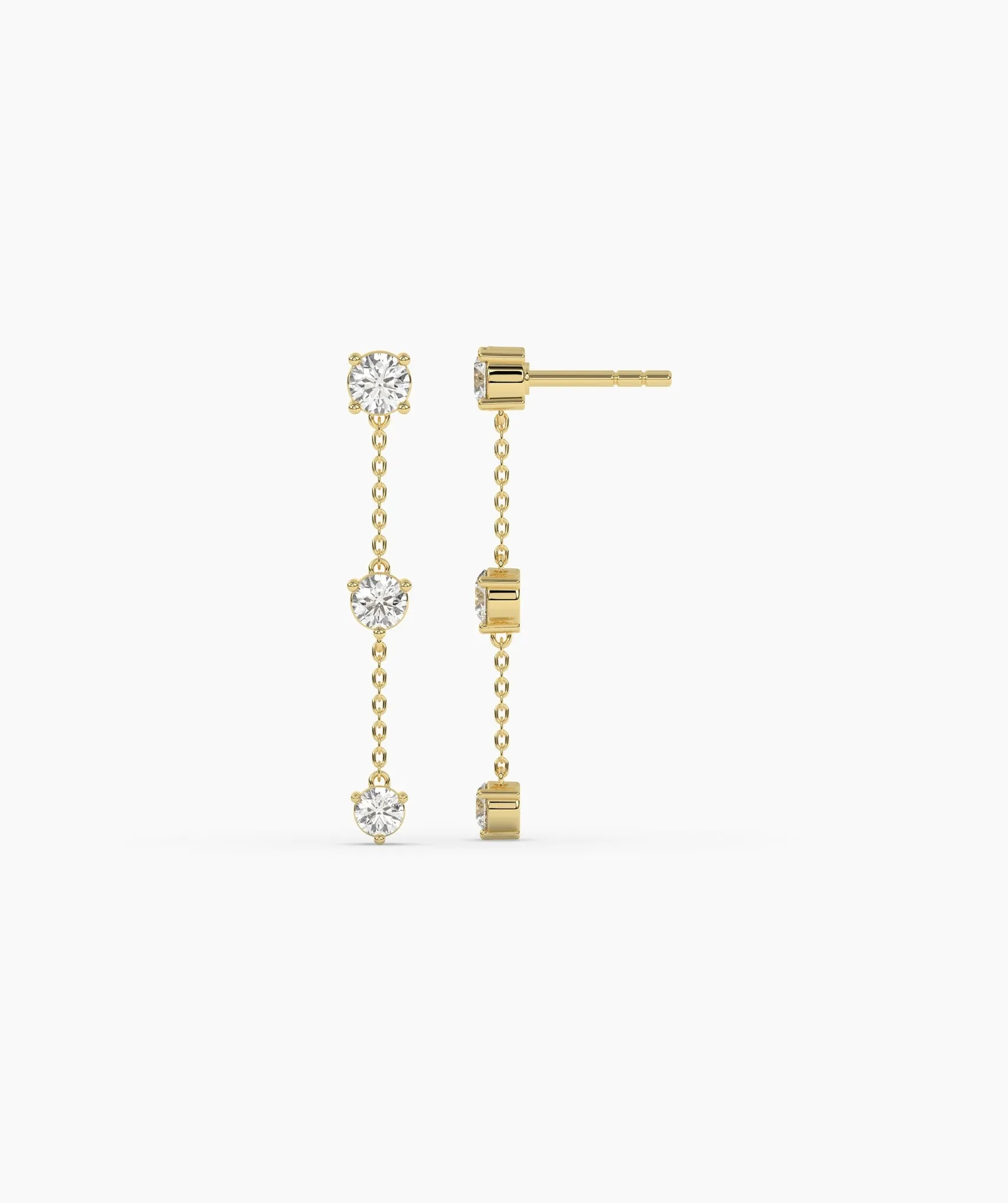 Triple Diamond Chain Drop Earrings