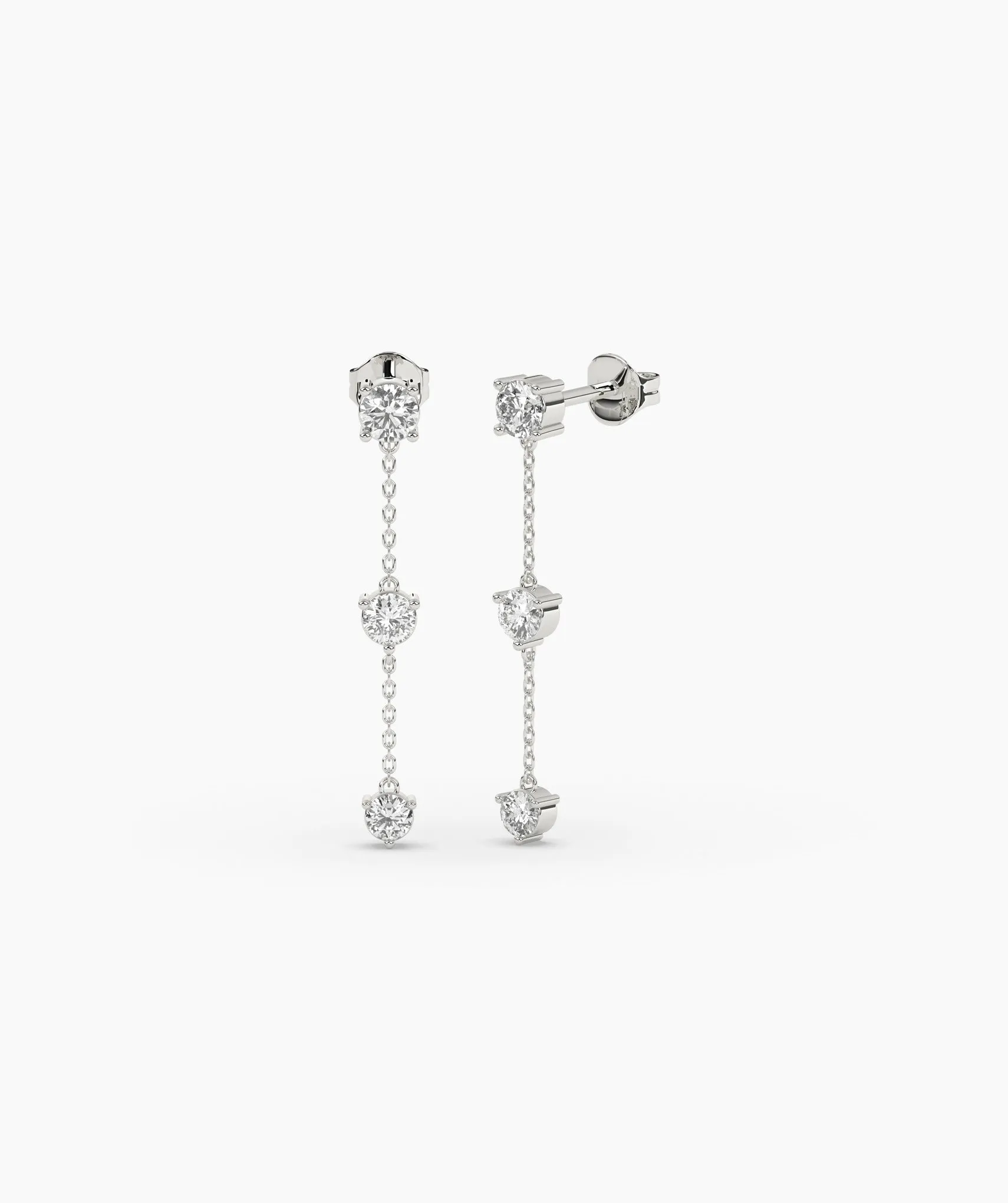 Triple Diamond Chain Drop Earrings