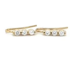Triple Diamond Hook Earring