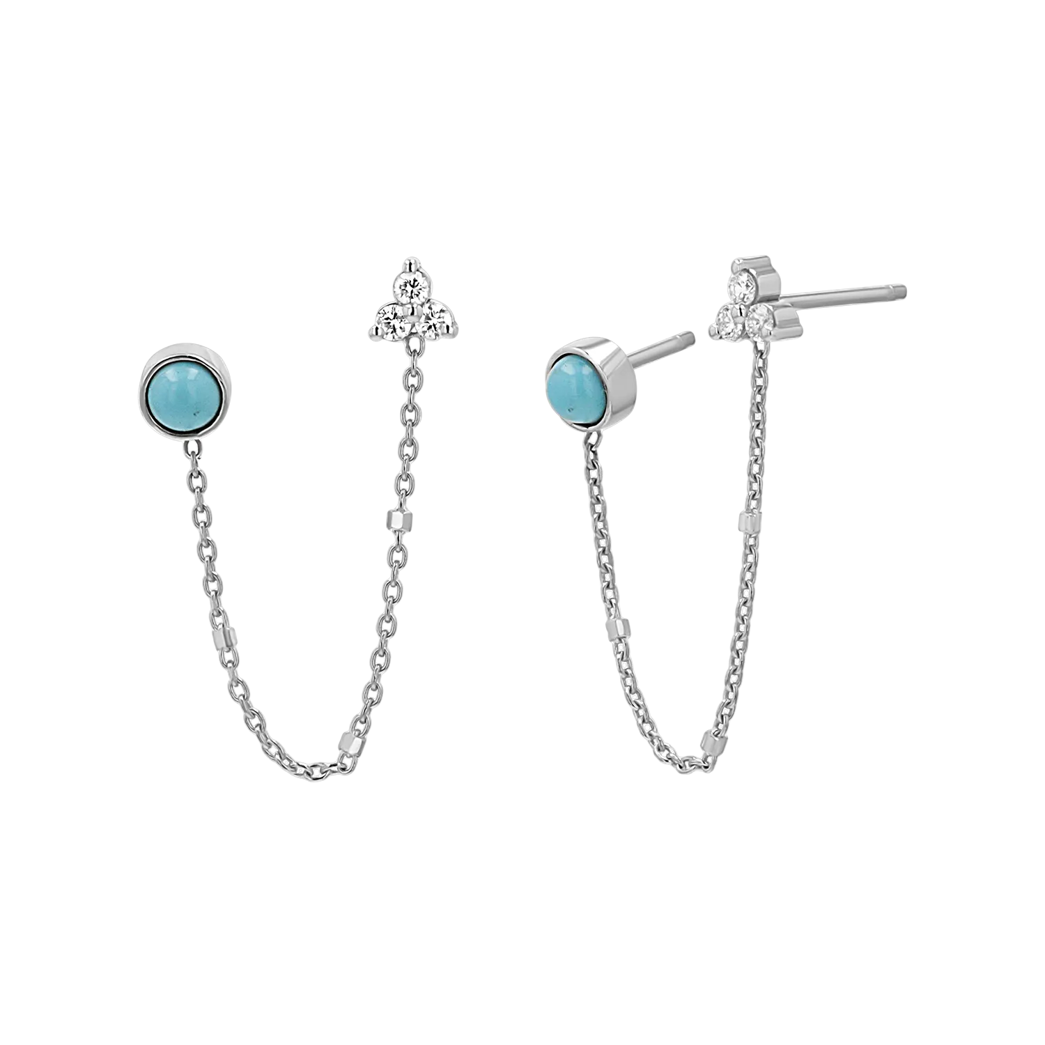 Turquoise & Diamond Duo Drop Earring