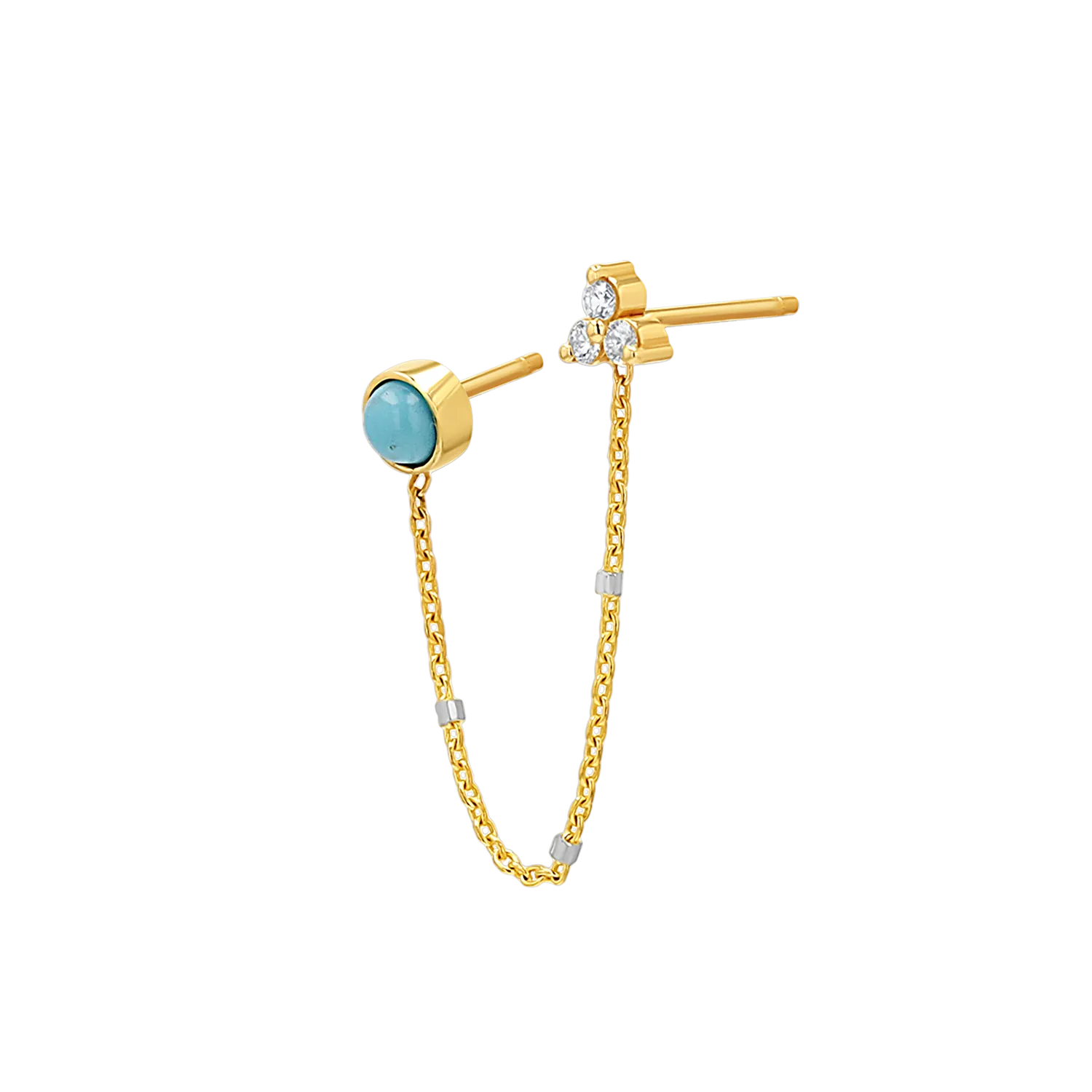 Turquoise & Diamond Duo Drop Earring