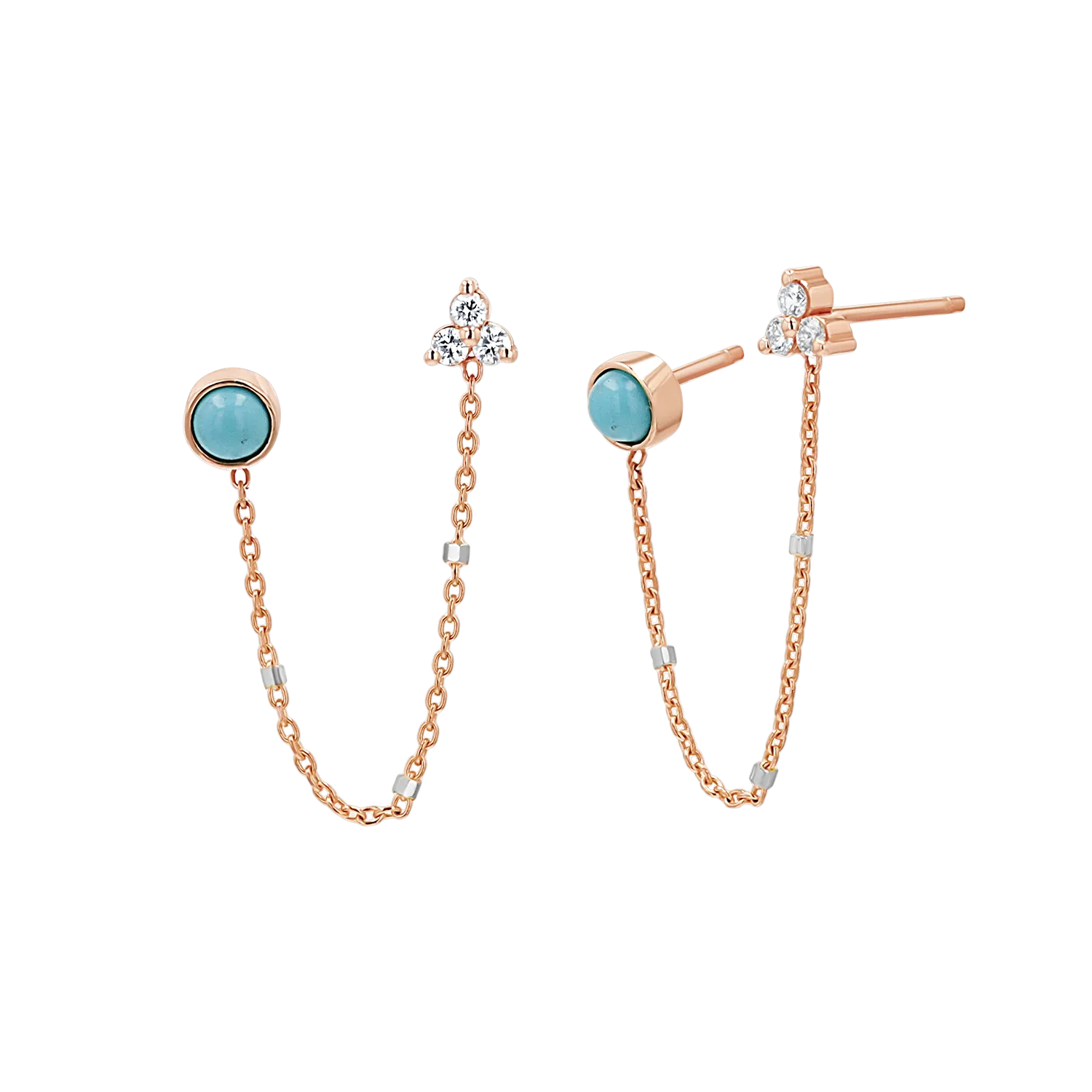 Turquoise & Diamond Duo Drop Earring