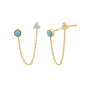 Turquoise & Diamond Duo Drop Earring