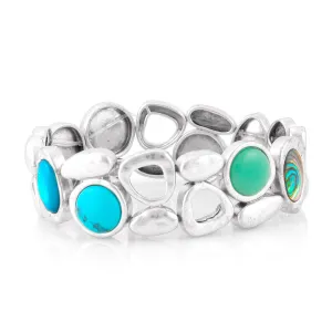TURQUOISE AND ABOLONE SHELL STRETCH  BRACELETS #209TQ2101 (4F3)