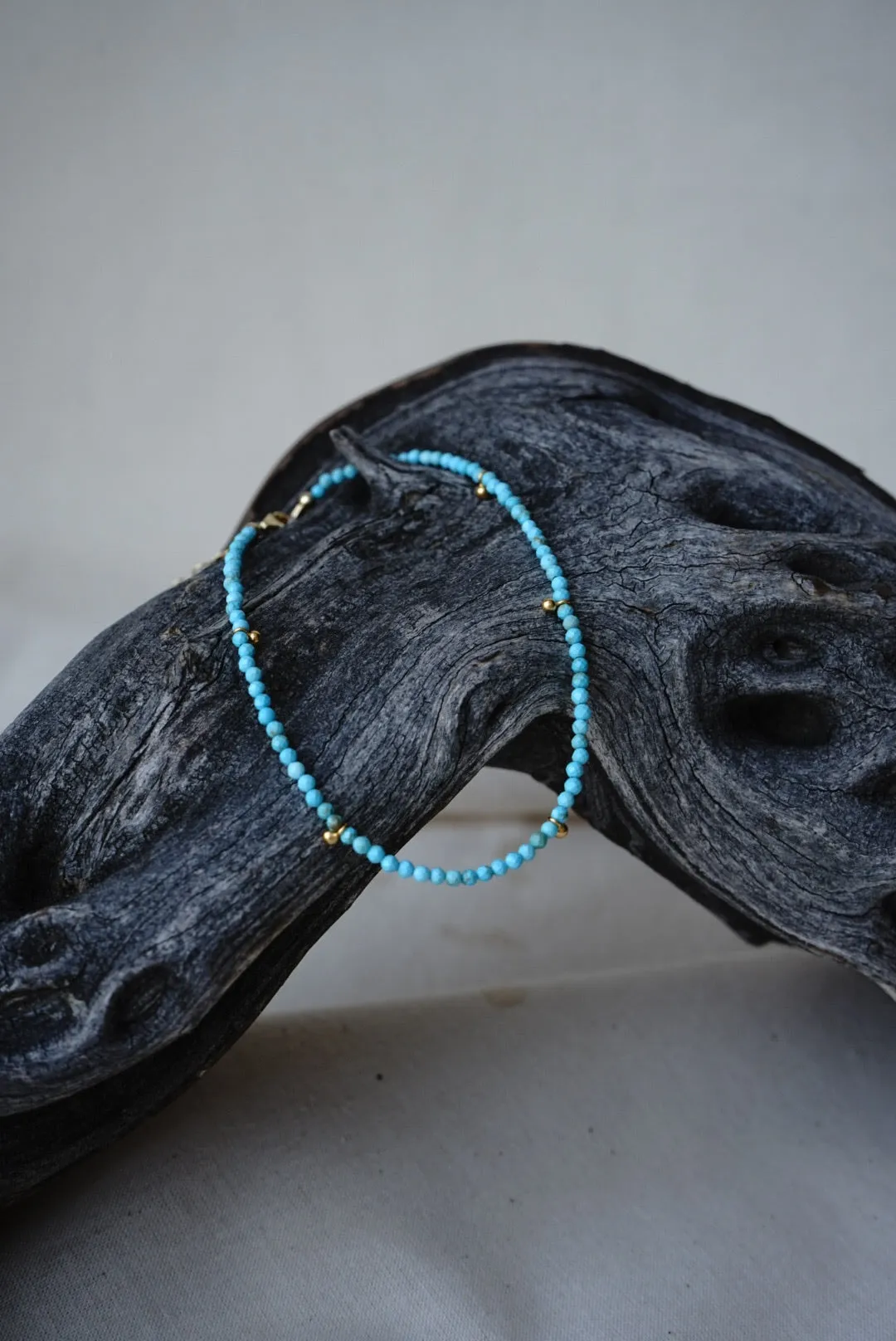 Turquoise and Gold Drops Anklet