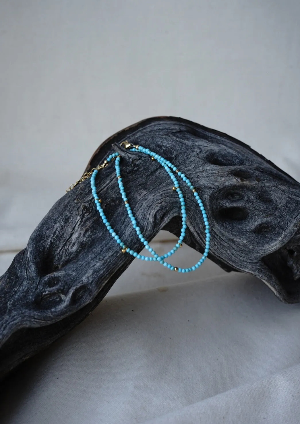Turquoise and Gold Drops Anklet