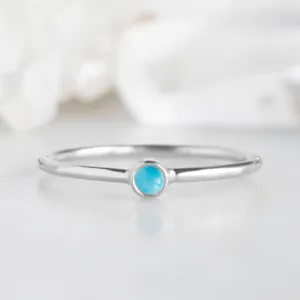 Turquoise Birthstone Stacking Ring | 10K White Gold