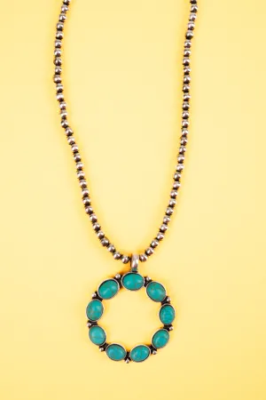 Turquoise Hopewell Junction Silvertone Bead Choker
