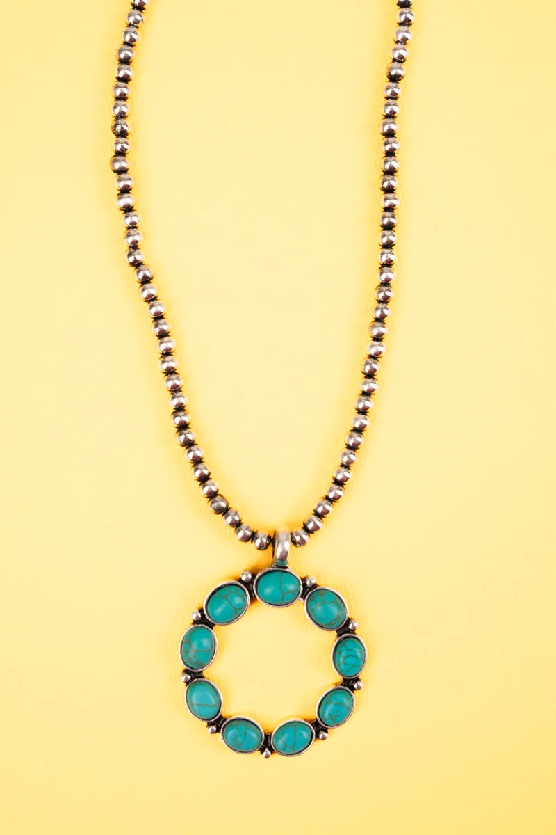Turquoise Hopewell Junction Silvertone Bead Choker