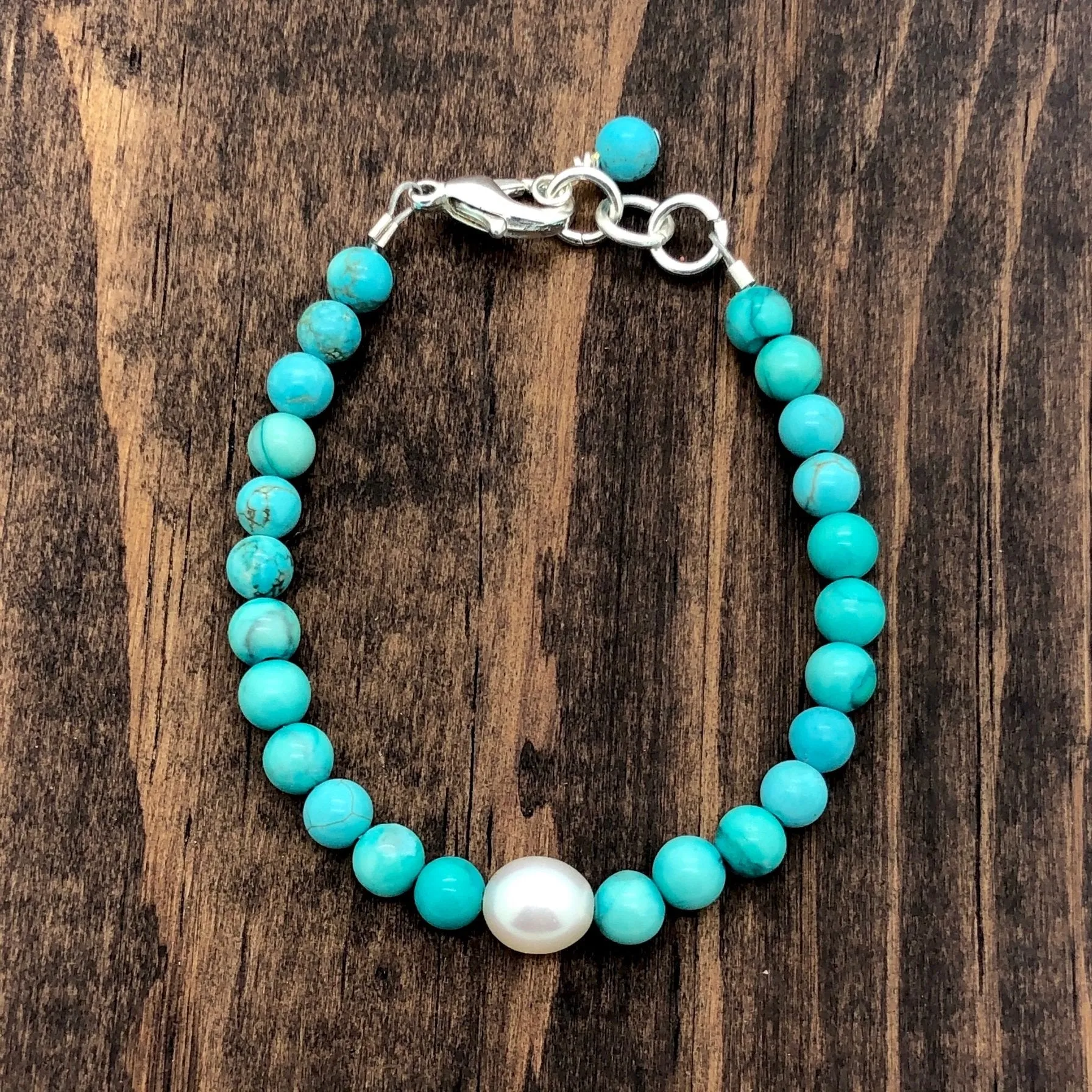 Turquoise   Pearl Baby Bracelet