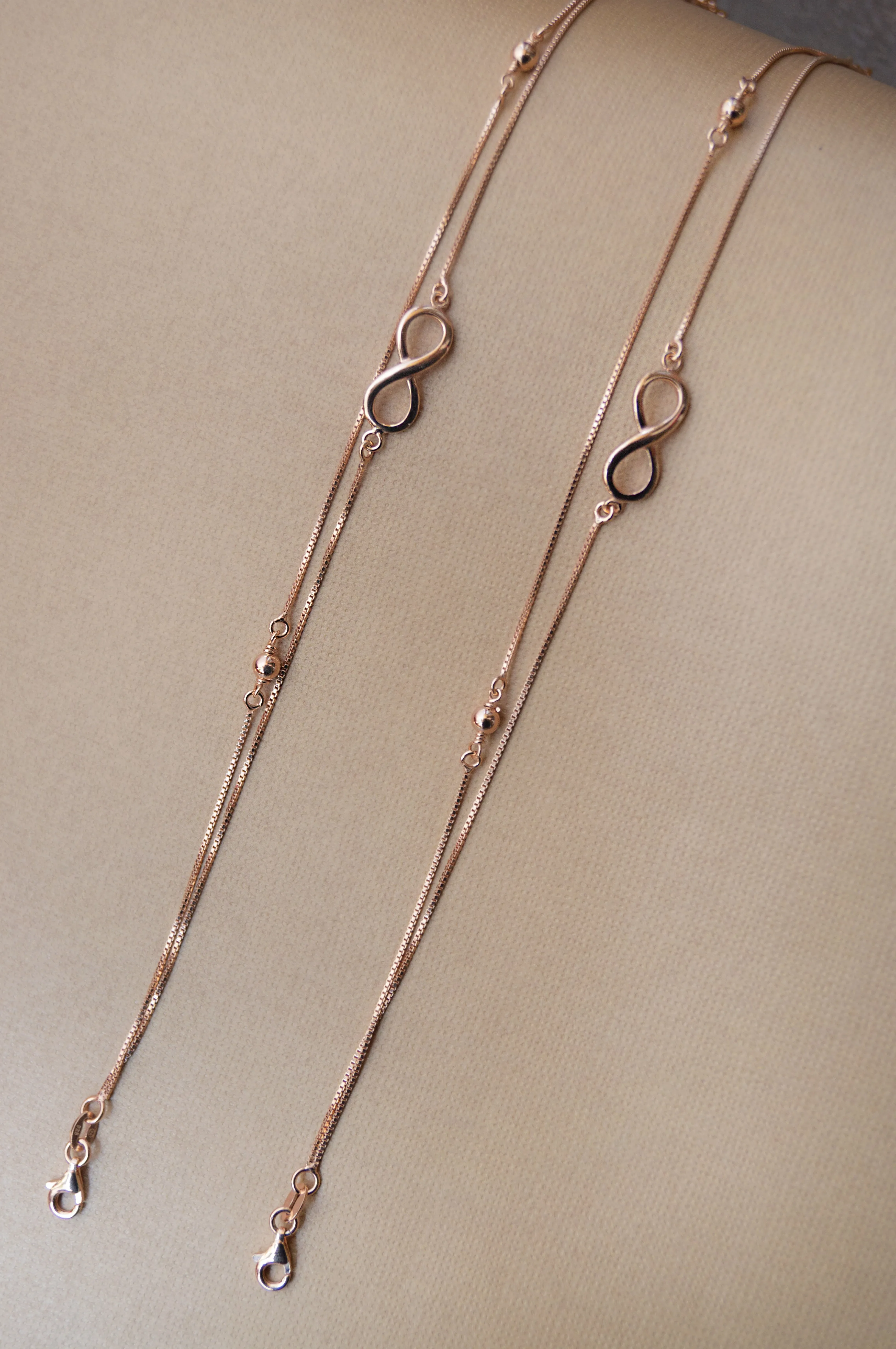 Two Layer Infinity Chain Sterling Silver Anklet