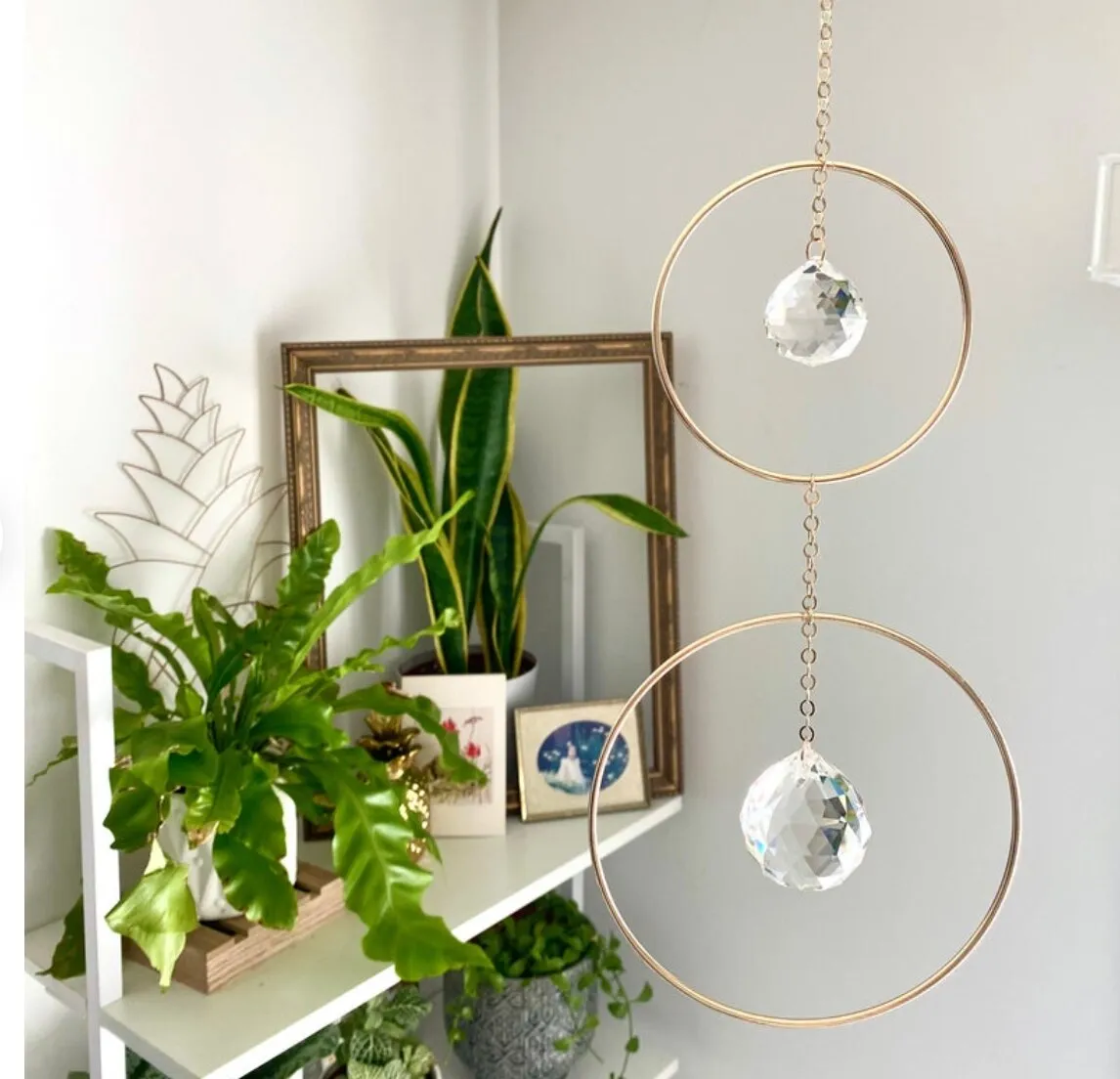 Two Level Crystal Sun Catcher, Rainbow Prism Window Hanging 15cm large ring sun catcher gift