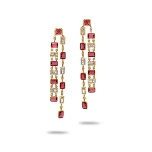 Two-Tier Pink Tourmaline Drop Earrings