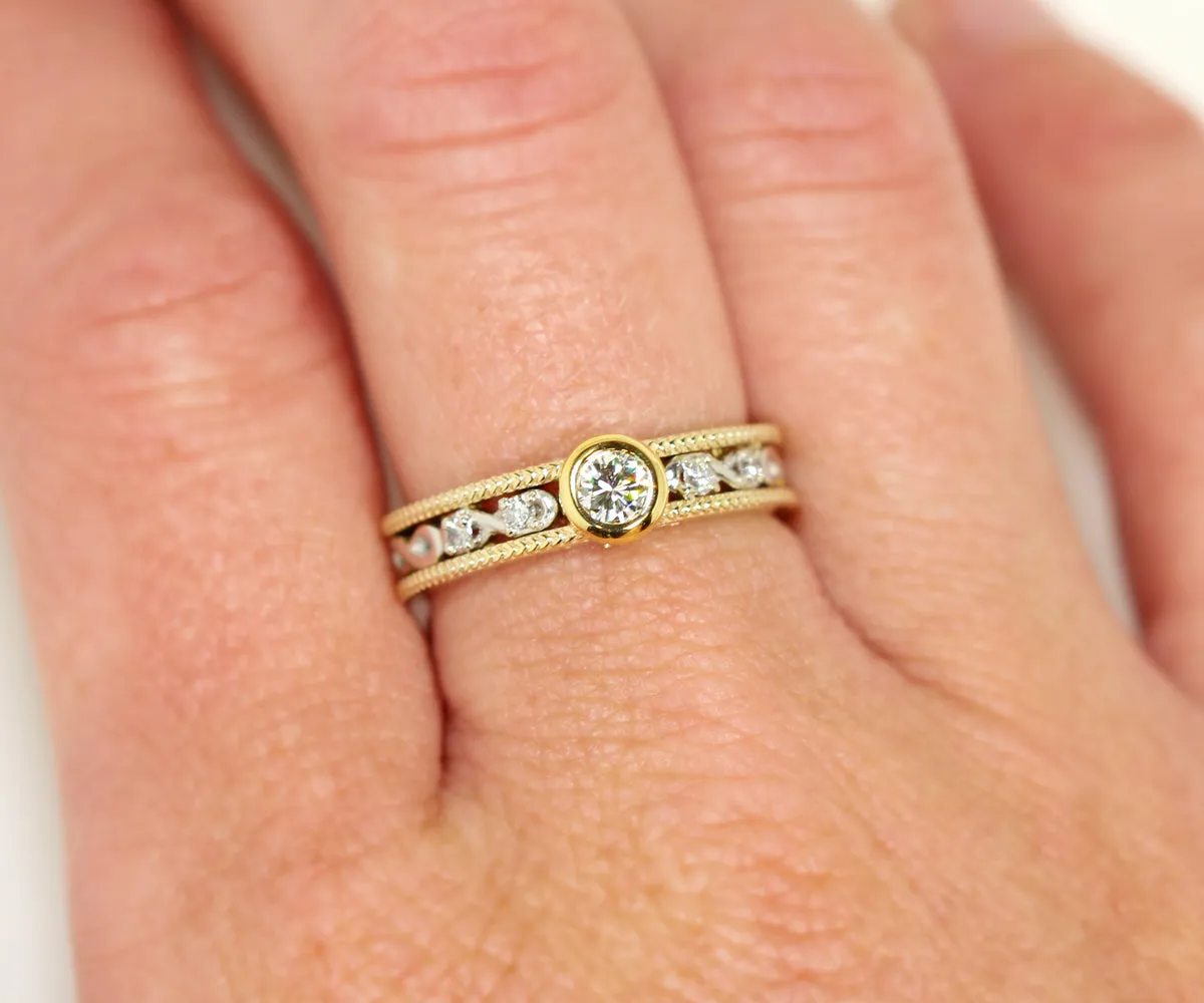 Two Tone Gold Infinity Diamond Bezel Ring Redesign