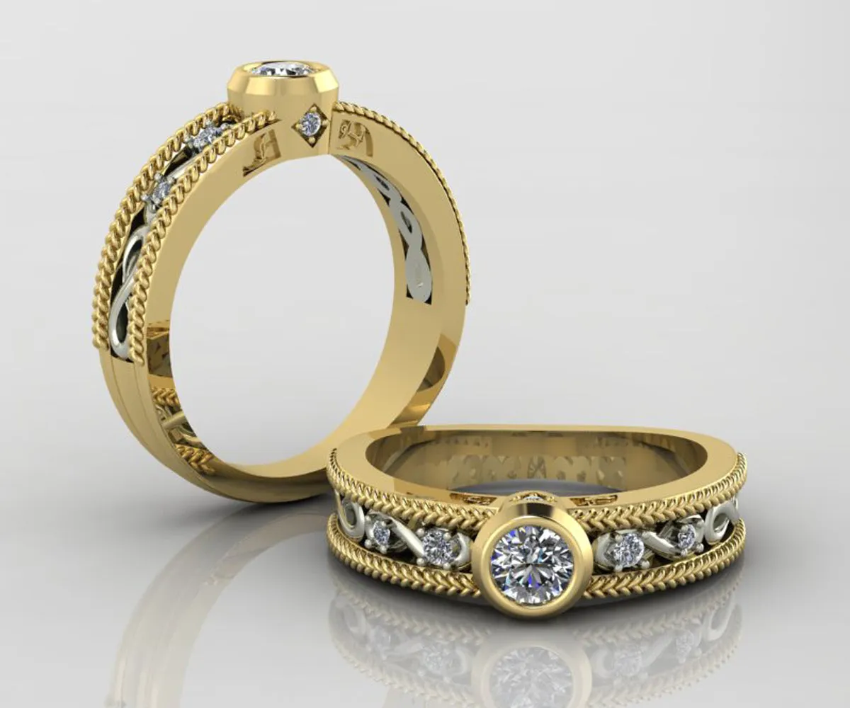Two Tone Gold Infinity Diamond Bezel Ring Redesign