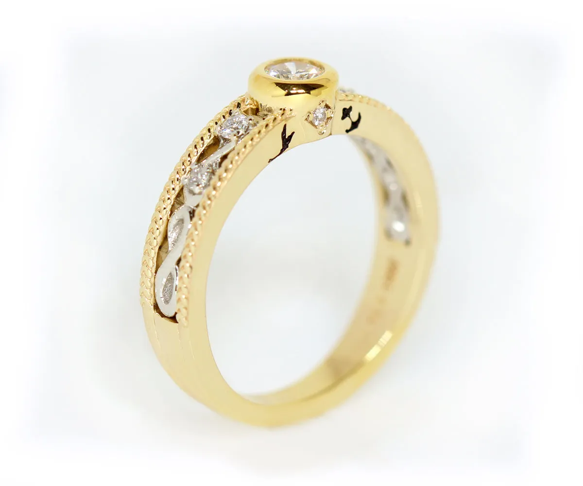 Two Tone Gold Infinity Diamond Bezel Ring Redesign