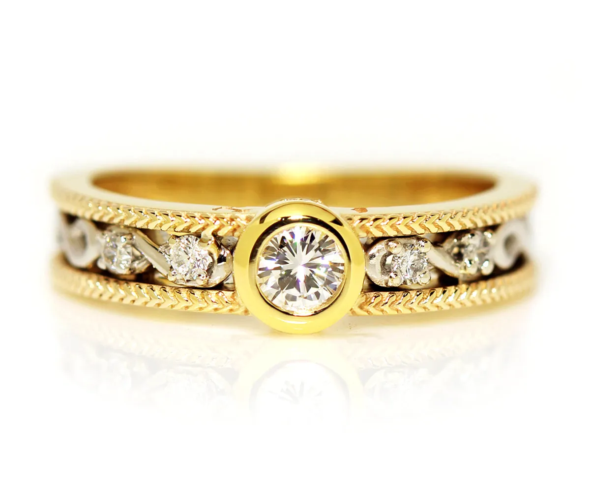 Two Tone Gold Infinity Diamond Bezel Ring Redesign