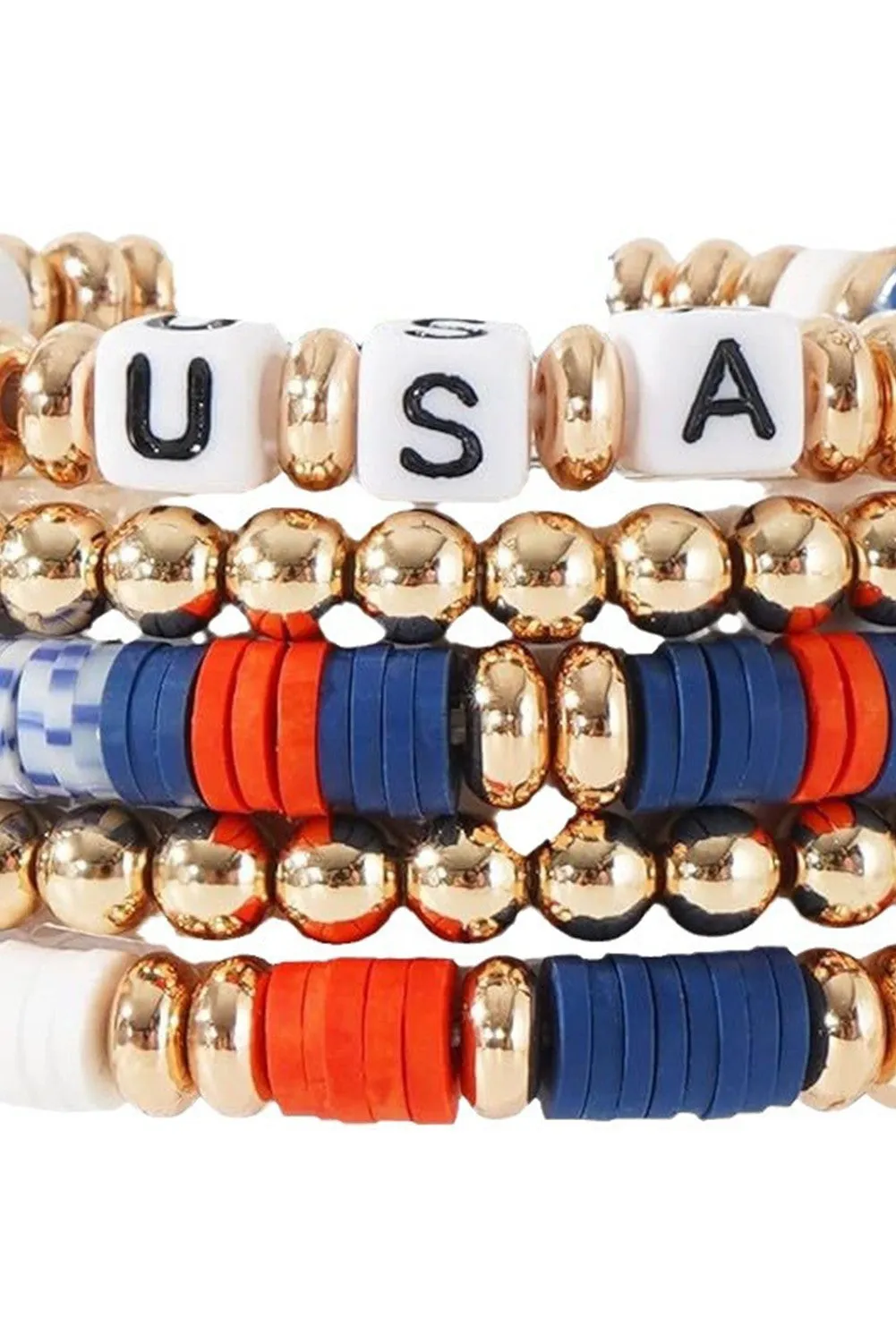 USA Independence Day Beaded Bracelet Set