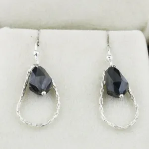 Very Elegant and Unique Black Diamond Dangler Earrings in Sterling Silver