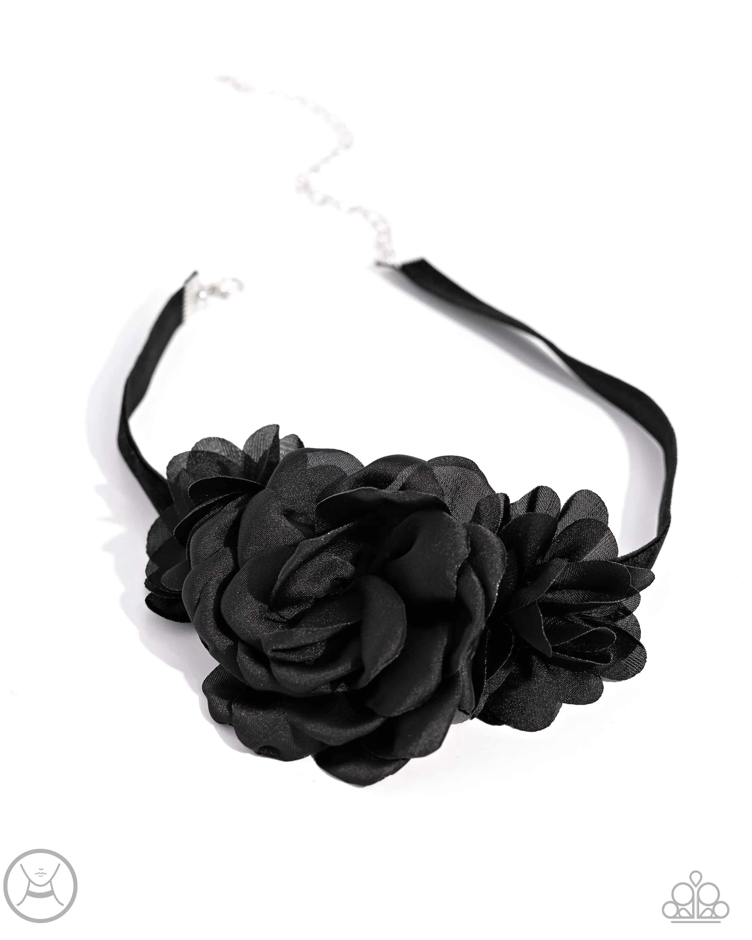 Very Viscountess - Black - Tulle Rose Ribbon Paparazzi Choker Necklace - 2024 Empower Me Pink Exclusive