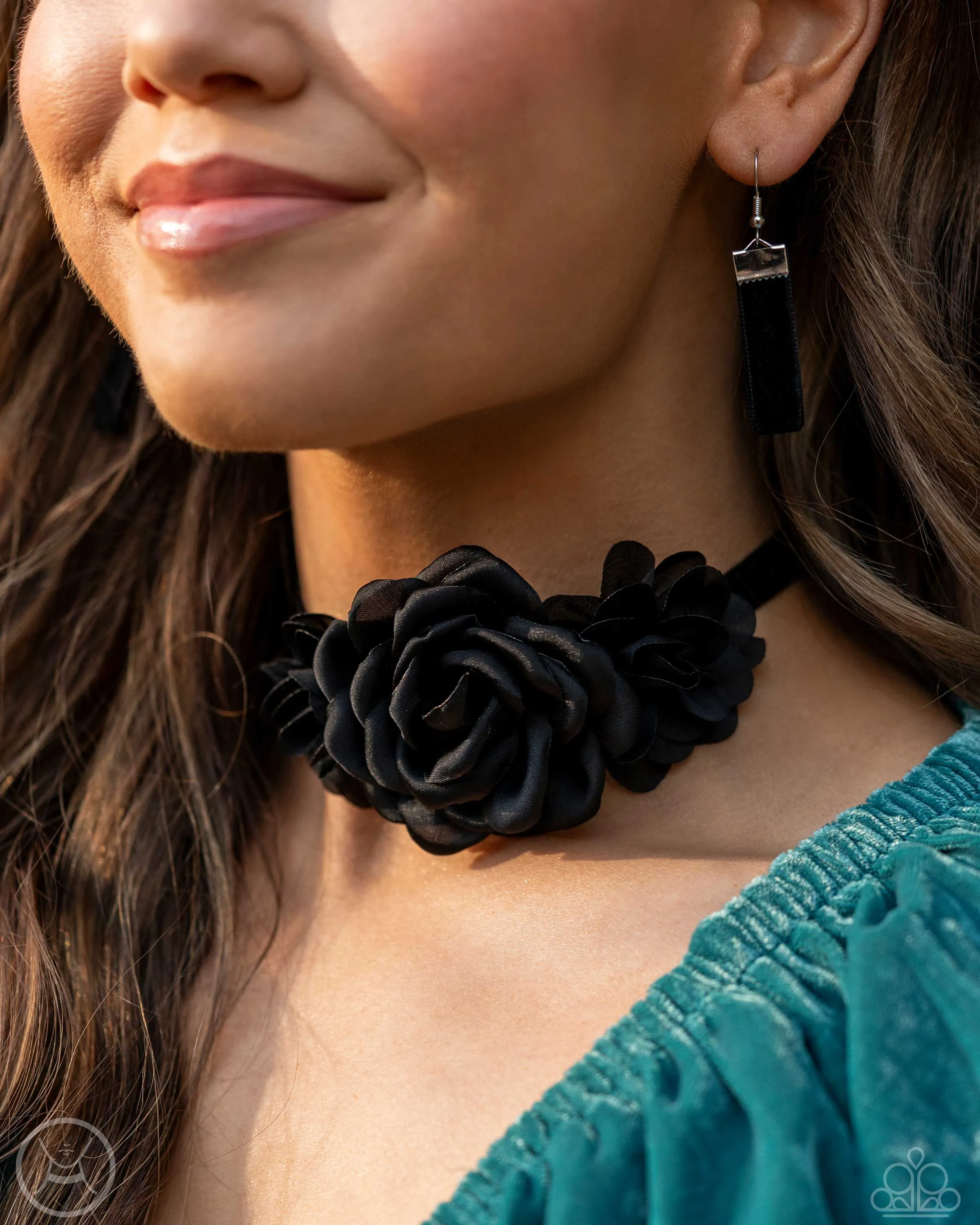 Very Viscountess - Black - Tulle Rose Ribbon Paparazzi Choker Necklace - 2024 Empower Me Pink Exclusive