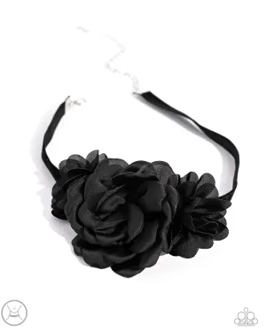 Very Viscountess - Black - Tulle Rose Ribbon Paparazzi Choker Necklace - 2024 Empower Me Pink Exclusive