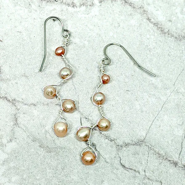 Vines Earrings Peach Pearl